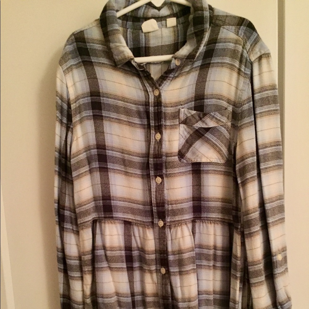 GAP plaid button-down tunic dress